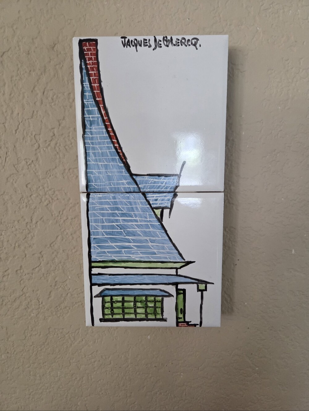 Jacques De Clercq Painted Tile From His "Tall House" Collection